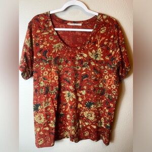 Peruvian Connection Peruvian Tivoli Autumn Print Tee Size L